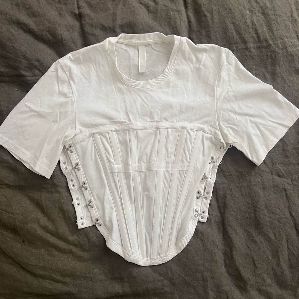 Dion Lee tee shirt Corset with Silver Eyelets